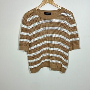 Laundry by Shelli Segal Open Knit Mesh Sweater XL Beachy Earthy Coastal Scandi